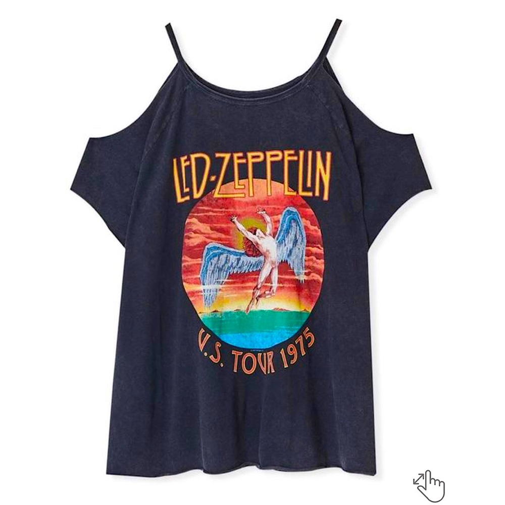 Torrid size 00 Led Zeppelin cold shoulder vintage classic rock Tshirt plus size